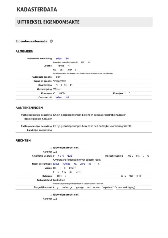Woningwaarderapport  Hoeveel is een woning waard?  Kadasterdata